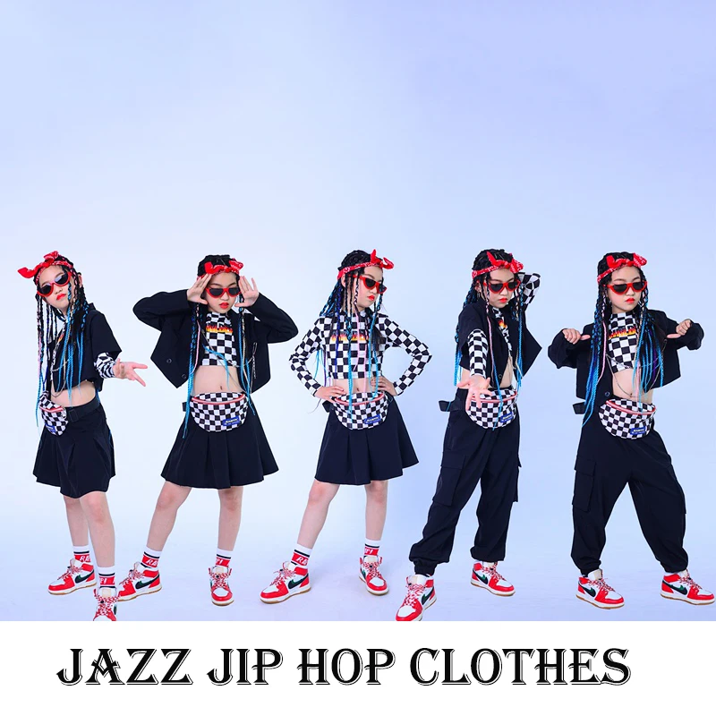 

Girls Plaid Series Jazz Dance Costume Children Catwalk Hip Hop Performance Clothes Ballroom Hip Hop Street Dance Wear DQS7268