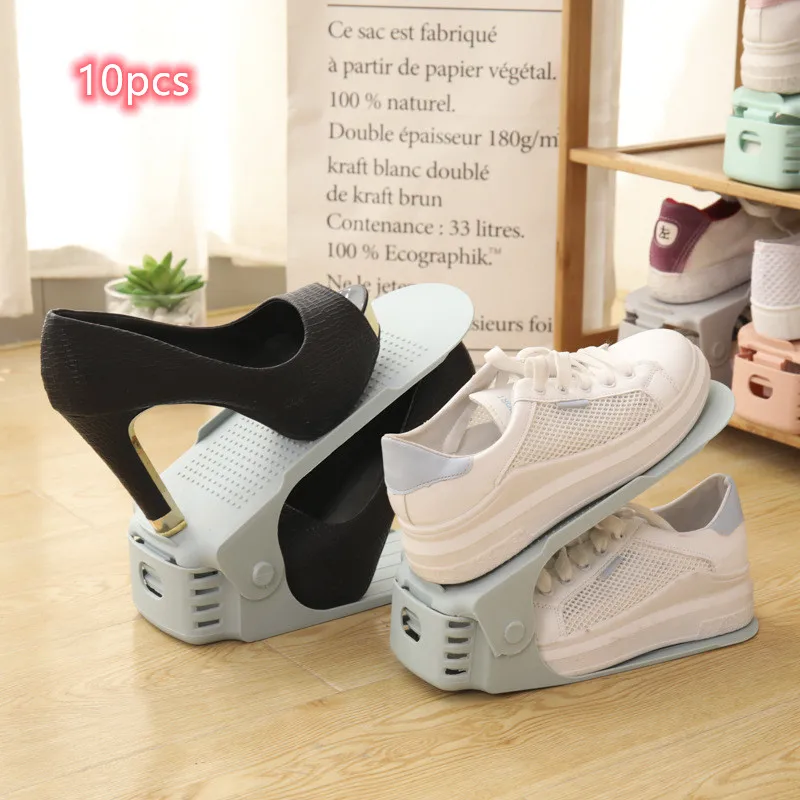 

10 Pcs Shoe Rack Organizer Adjustable Storage Shoes Stand Shelf Support Slot Save Space Cabinet Cupboard Shoe Cabinet Rack