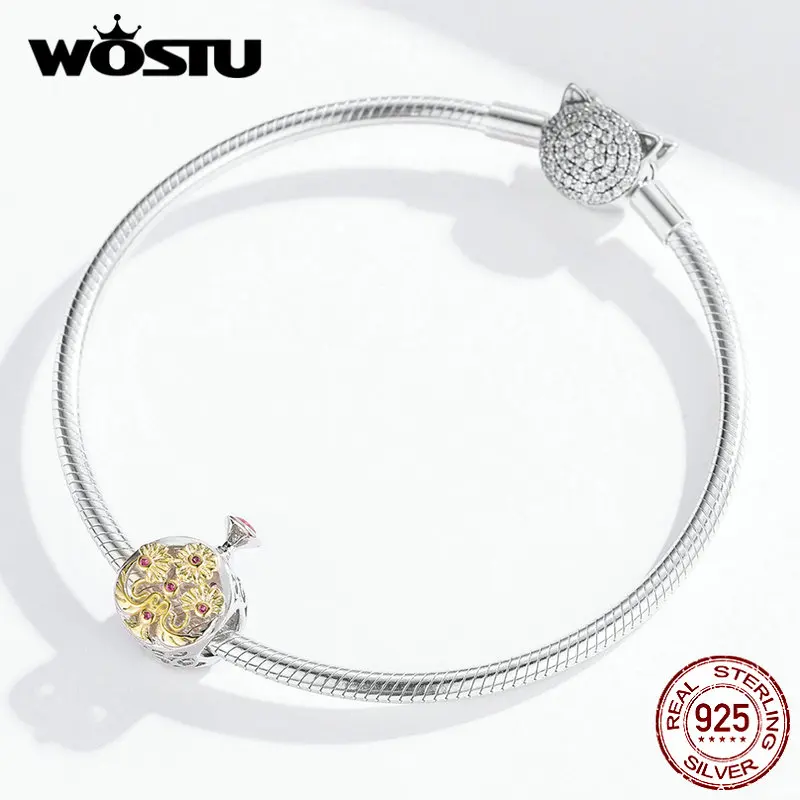 WOSTU, настоящее 925 пробы, Серебряный флакон духов, амулеты, желтые, эмалированные бусины, подходят к оригинальному браслету, кулон, модное ювелирное изделие CQC1390