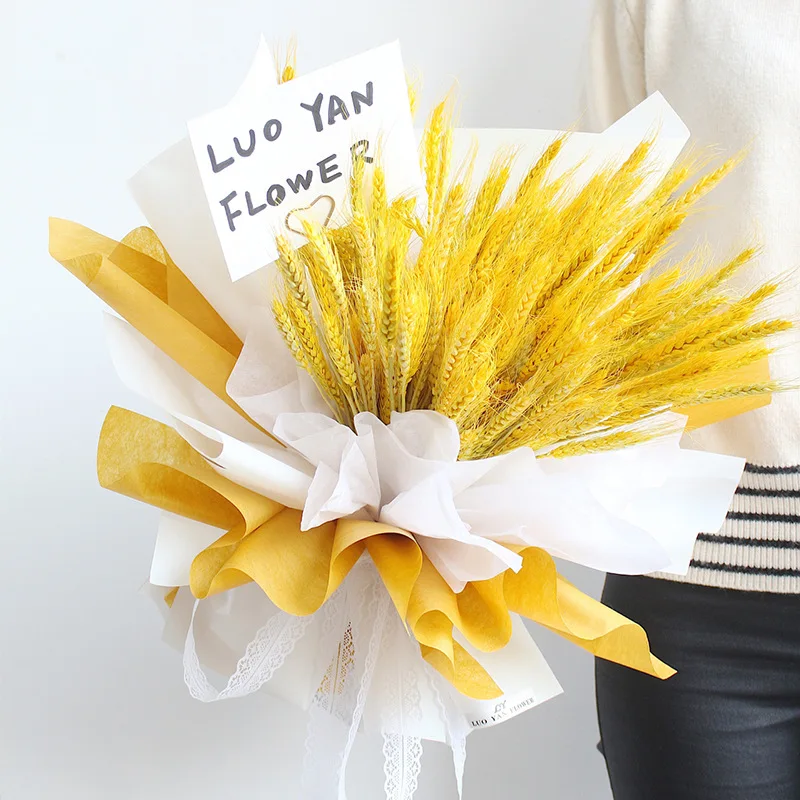 

50pcs/lot Golden Wheat Ears And Dried Flowers Flower Basket Making Props Home Decoration And Photography Props Party Supplies