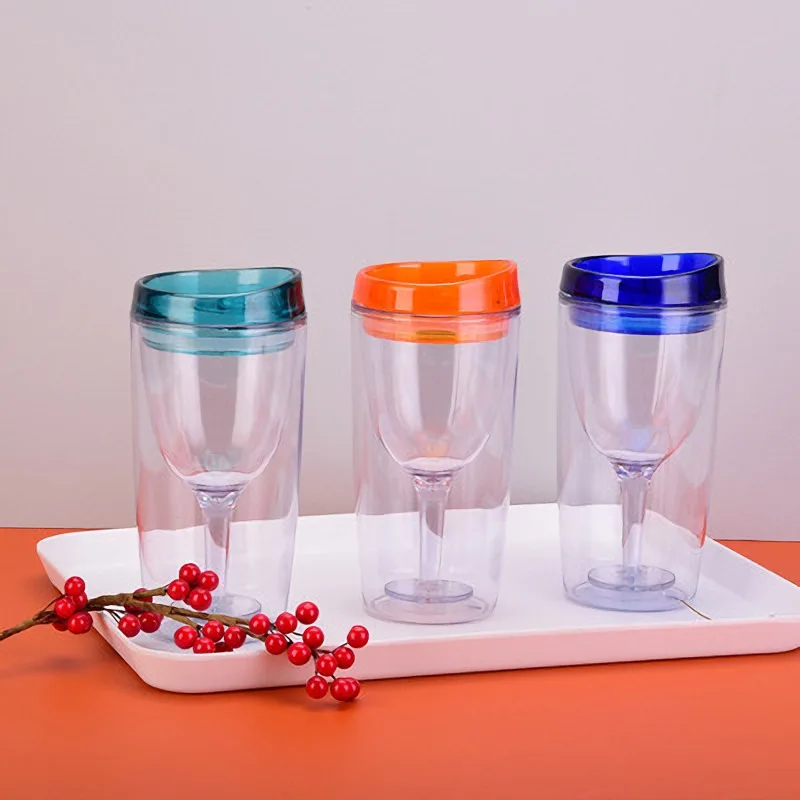 Новый продукт 10 унций двухслойная пластиковая чашка портативный бокал для вина