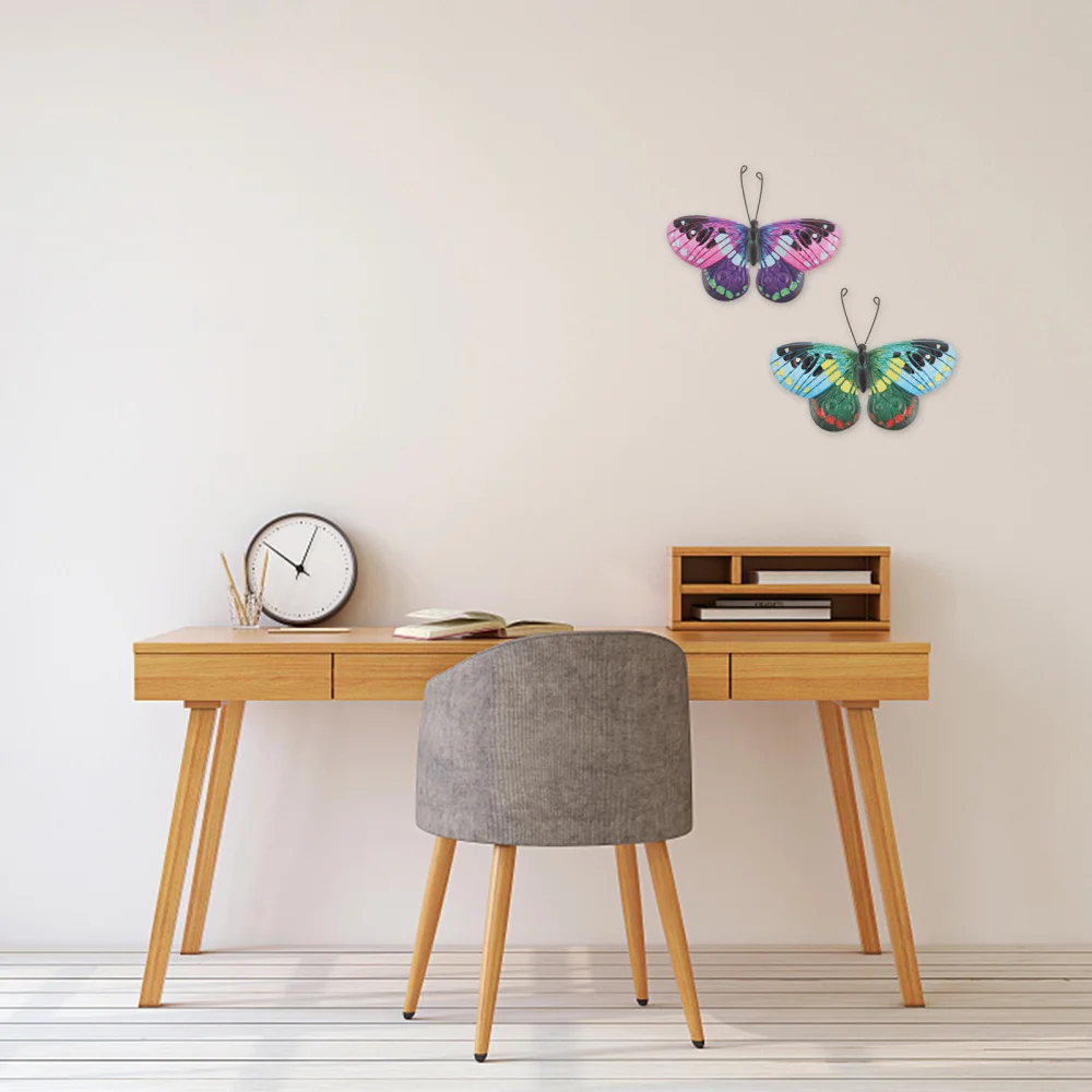 

2Pcs Iron Butterflies Wall Art Decor Iron Retro Wall Hanging Ornament Home Decor