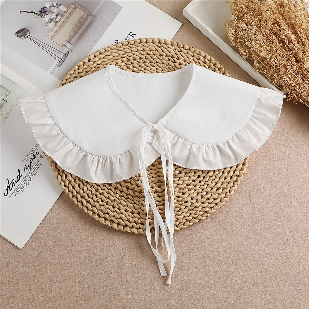 

Sitonjwly White Cotton Fake Collars for Women Removable Detachable Collar Wrap Shawl Girls Summer Dress False Collar Small Cape