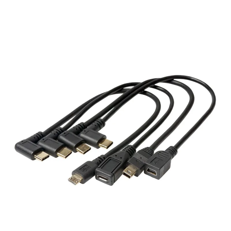 Micro Mini USB кабель 5Pin папа 3 1 Тип C локоть к 2 0 OTG адаптер для передачи данных зарядки 25
