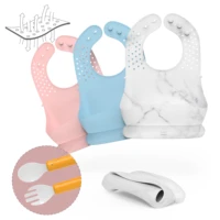 lofca 1pc silicone bibs functional waterproof for kids newborn tableware bag bibs silicone breakfast feedings adjustable