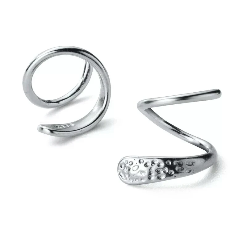 Silver Серебро 925 пробы Для женщин, стилизованные под змею, ушные клипы уха пряжка кольцо Плотно набит Мини Двойное кольцо серьги ювелирные изделия из жемчуга G1901 - Окраска металла: Silver