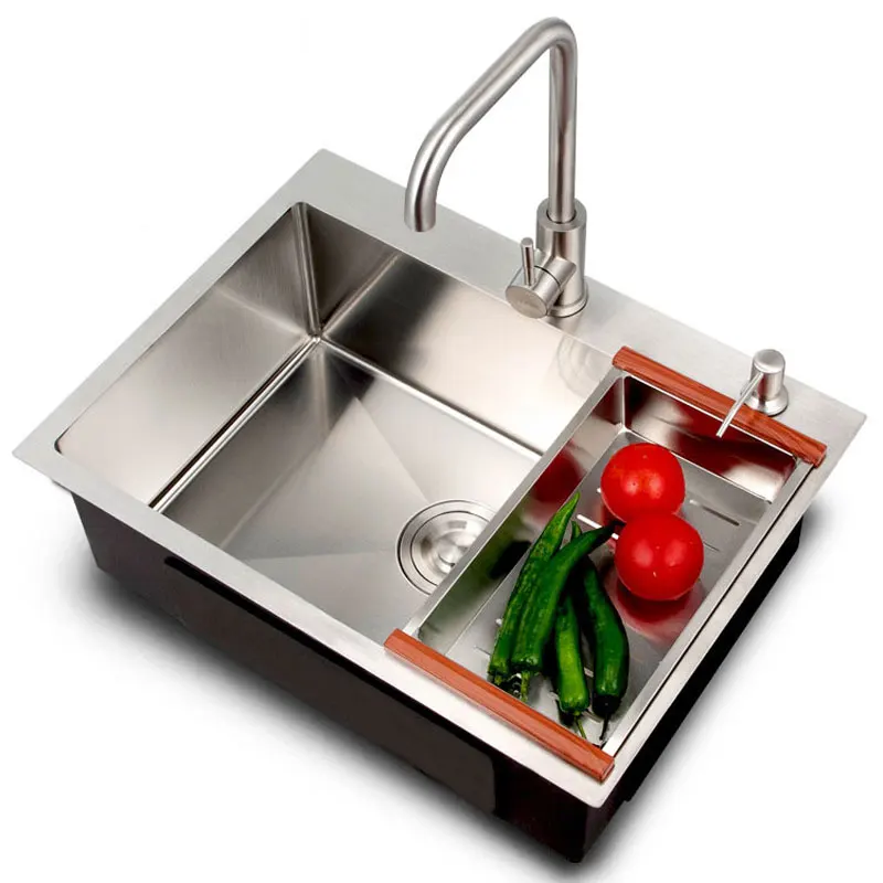 

Ручная раковина 304, утолщенная раковина из нержавеющей стали для мытья посуды, кухонная раковина для мытья посуды с одним слотом