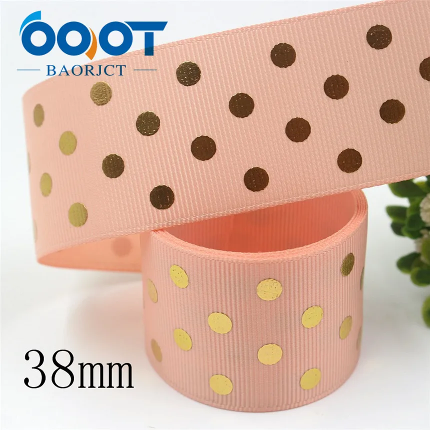I-191007-2418 I-19518-1248 1-1/2 ''38 мм Горячие золотые точки напечатаны корсажная лента, DIY ювелирные аксессуары ручной работы, свадьба день рождения упаковка - Цвет: I-191007-2418