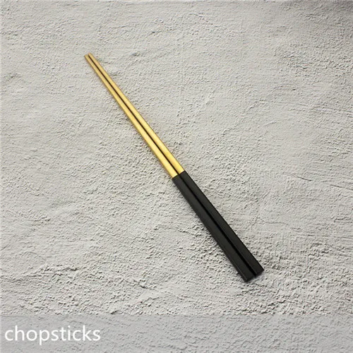 chopsticks Золотой столовый набор из вилок из нержавеющей стали, ложка, посуда, кухонный десертный ужин, вилка, ложка, набор ножей, столовая посуда, набор посуды - Цвет: chopsticks