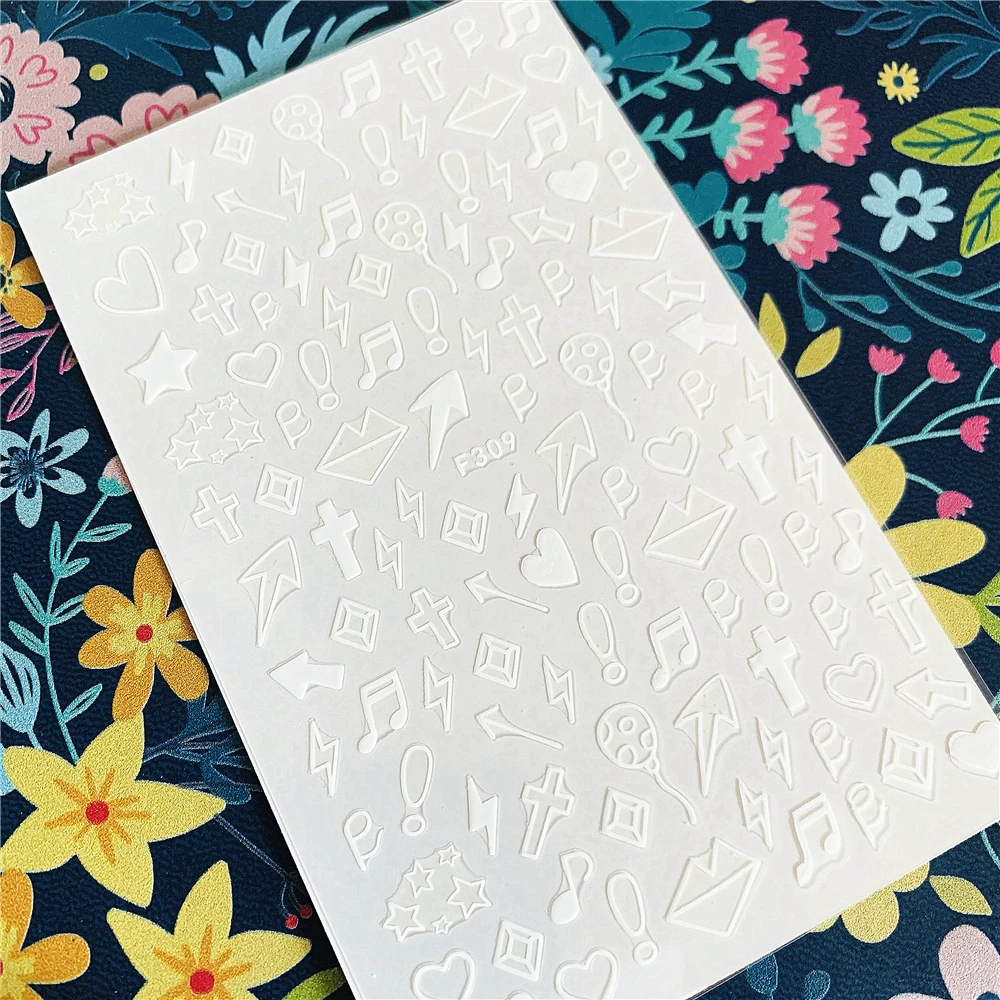 Новейшая модель F-309 черный белый цвет золота Графика 3d дизайн ногтей наклейки для