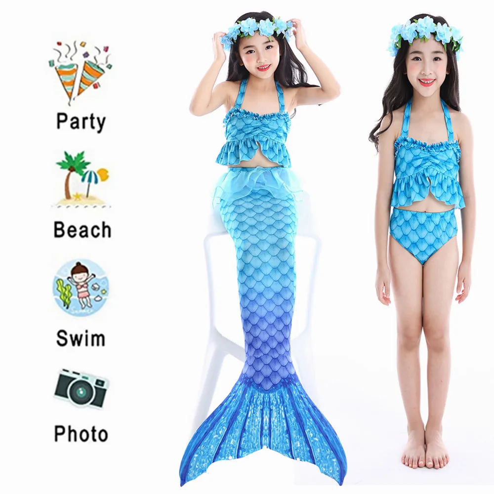 Детский костюм Русалочки купальный с хвостом хвост ласты для косплея вечеринки в