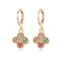 colored aaa zircon clover earrings for women 585 rose gold zircon clover pendant dangle earings vintage fashion jewelry 2021