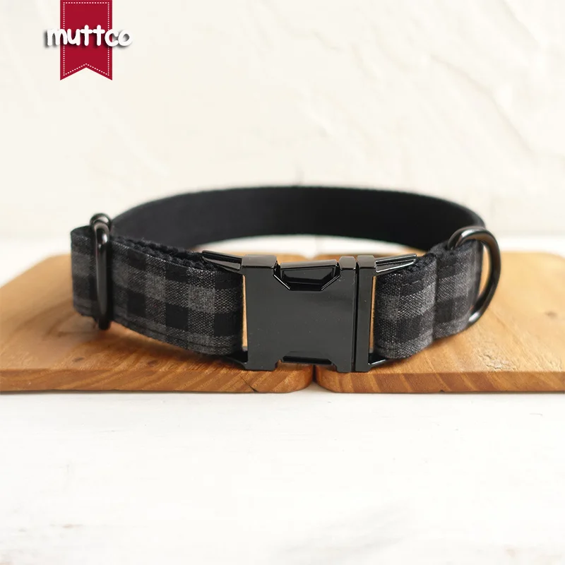 MUTTCO экологически чистый воротник черный клетчатый гибкий ошейник для домашних