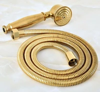 1 5m gold color brass flexible bathroom hand held shower hose and telephone style hand held shower head mhh043