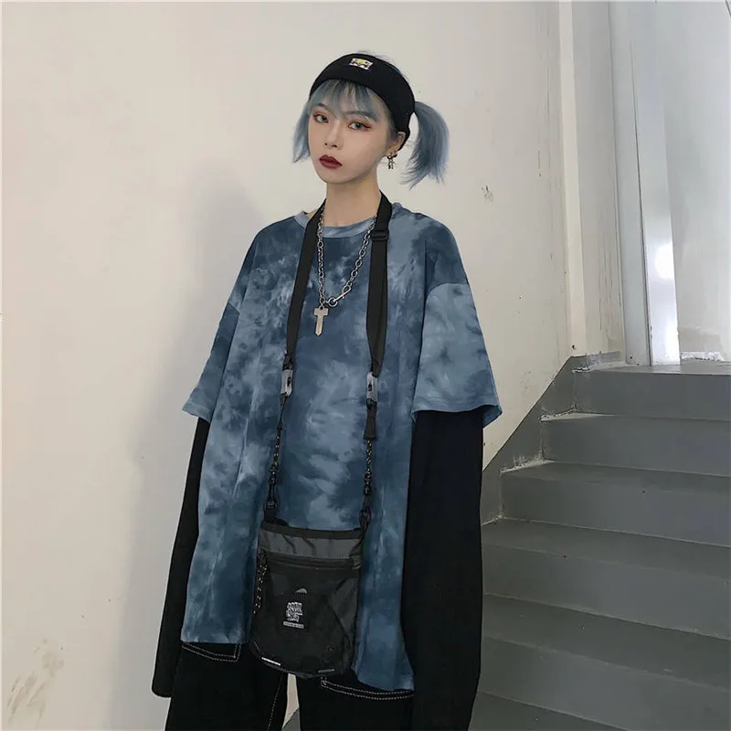 Футболка с имитацией двух предметов уличная одежда женские хлопковые топы