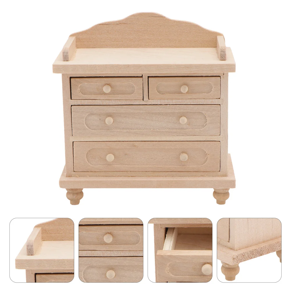 

1pc Mini Cabinet Furniture Wooden Model Mini House Wooden TV Cabinet Model