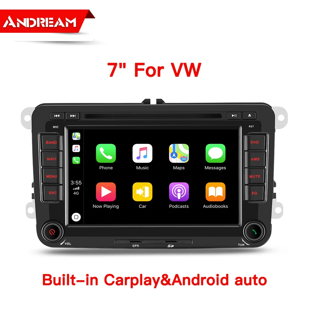 Встроенный ключ Carplay и Android авто 7 дюймов Автомобильный dvd-плеер радио для V W Volkswagen POLO PASSAT TOURAN Golf 5 6 Skoda Seat