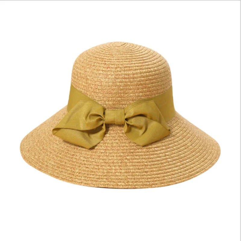 Женская соломенная шляпа с бантом летняя складная защитой от солнца | Аксессуары