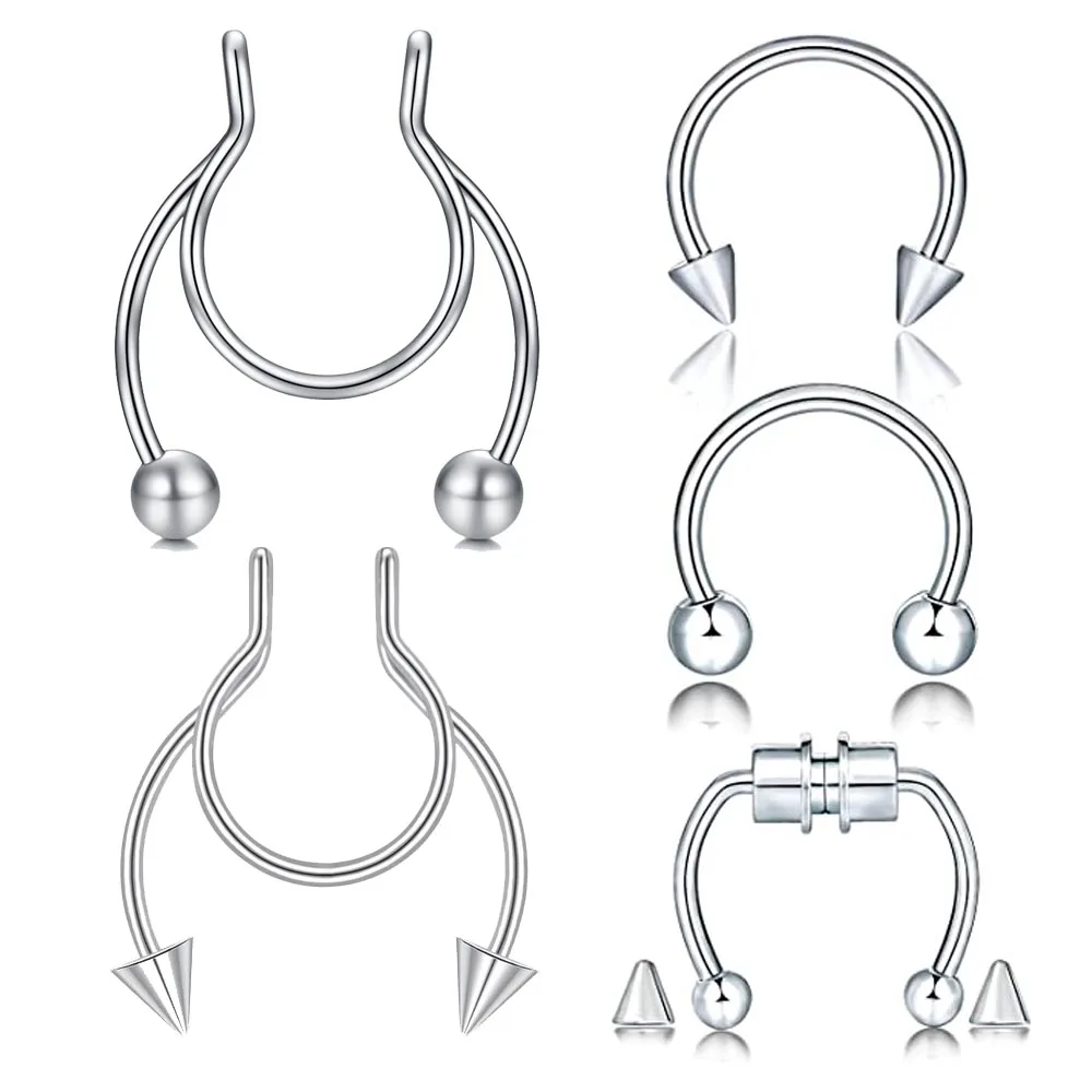 

Кольцо для носа магнитное, кольцо из искусственной перегородки 316L для женщин и мужчин, 5 шт.