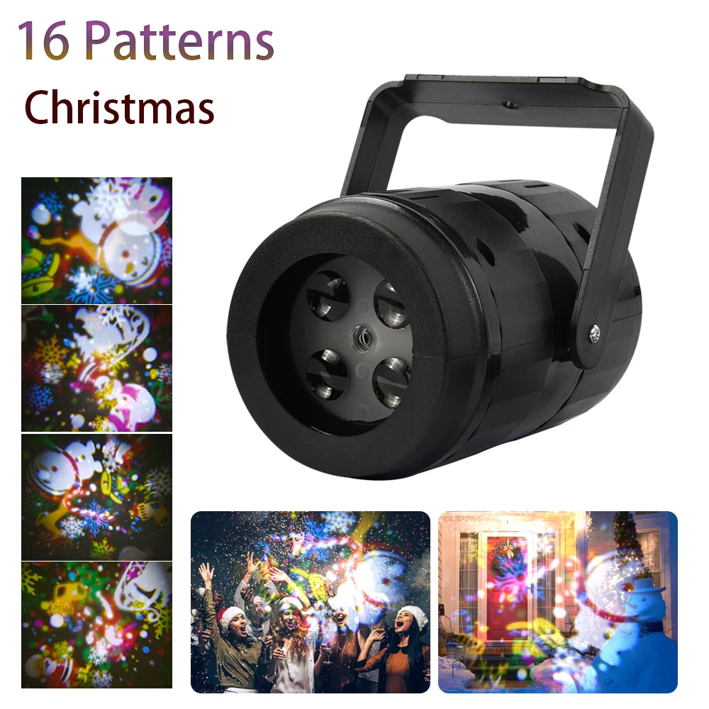 

Christmas Rotating Projector Mini LED Stage Lights Lamp Christmas Spotlight Home Party Lights 16 Patterns