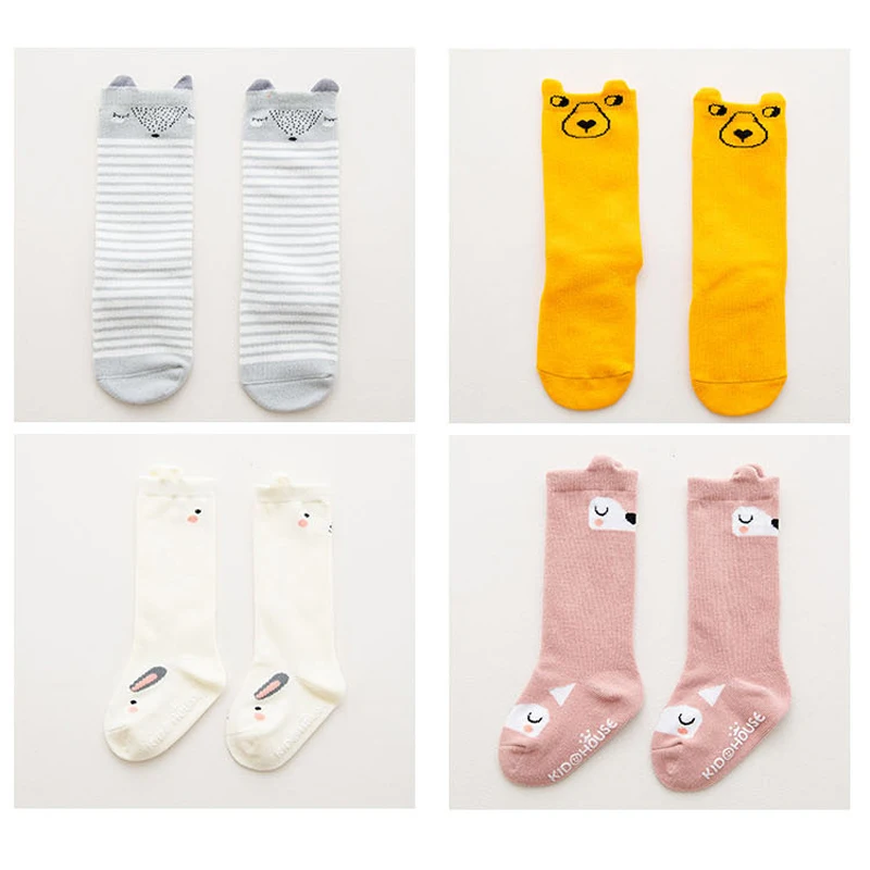 Cute Cotton Baby Stocking with Ears 0-4 Years Anti-Slip Infant Knee High Newborn 8 Colors | Мать и ребенок