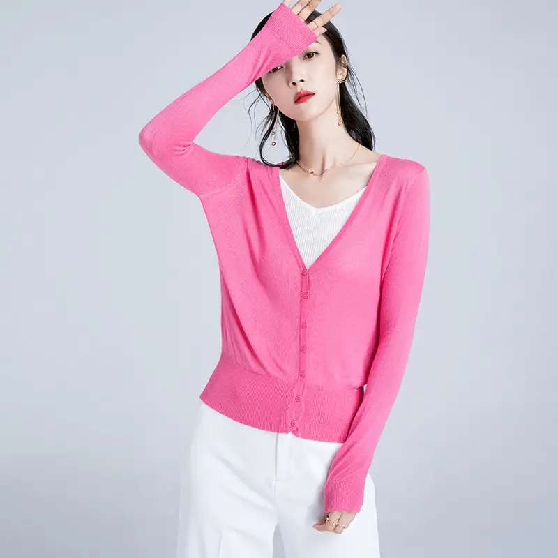 Женская тонкая куртка с длинным рукавом синий зеленый однобортный Кардиган