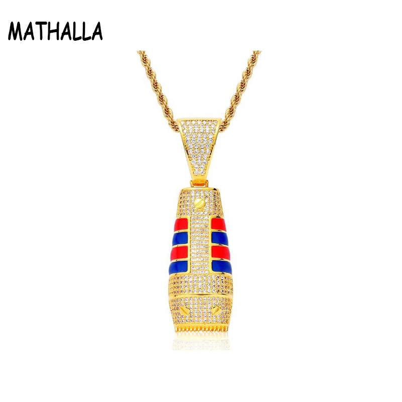 

MATHALLA Hip Hop Jewelry Iced Out Shaver Pendant Necklace With Gold Chain New Fashion Micro Pave Zircon Mens Necklace