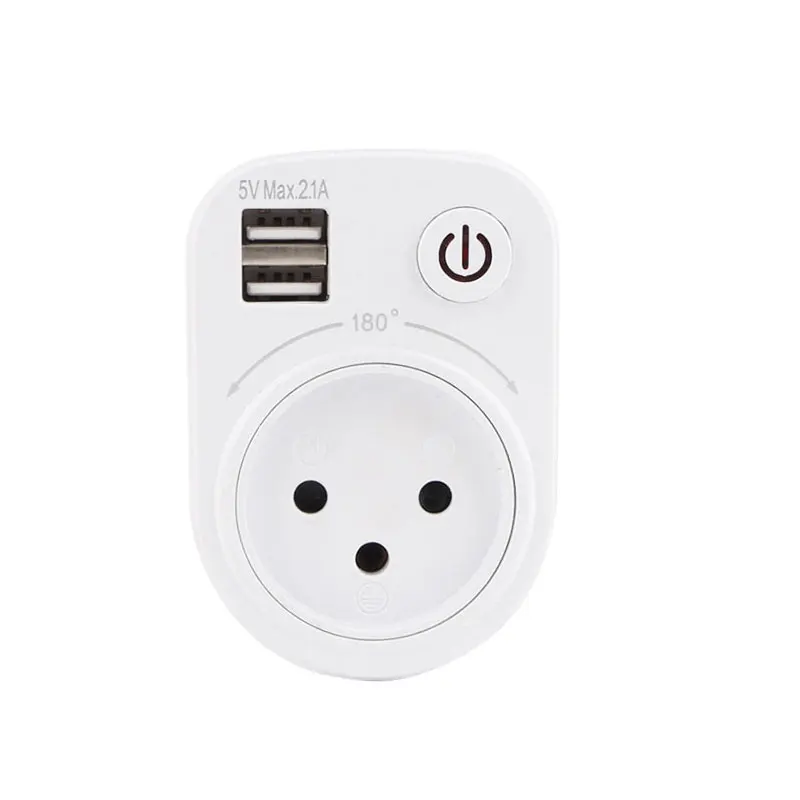 1 pc Израиль штекер розетка 16A Dual USB Порты и разъёмы 5V 2.1A стены Зарядное устройство Мощность DC адаптер питания AC DC электрическое гнездо переключателя Горячая 180 Вращение - Тип: 1 pc