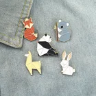 Эмалированная брошь в виде животного оригами, лиса панда на заказ, коала, альпака, кролик, брошь для сумки, одежды, лацкана, значок, мультяшное ювелирное изделие для детей, друзей