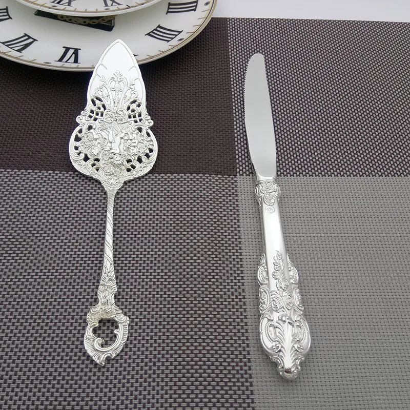 Серебряный нож для торта лопата столовые приборы свадебной вечеринки