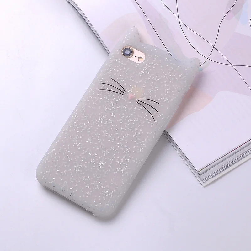 3D Cute Cartoon Beard Cat Case For iphone 5 5S SE 6 6S 7 8 Plus X XR XS Max Cover Silicone TPU for iPhone Coque |