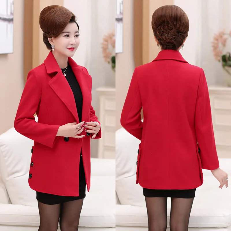 

Short Fashion Casual Coats Womens Winter Double Breasted Solid Wool Blend Coat and Jacket Full Sleeve Ladies Coats