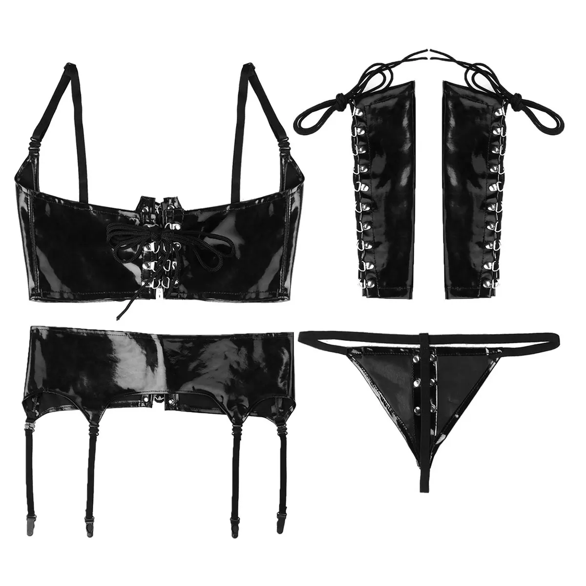 Женское нижнее белье экзотические комплекты из лакированной кожи Костюмы для