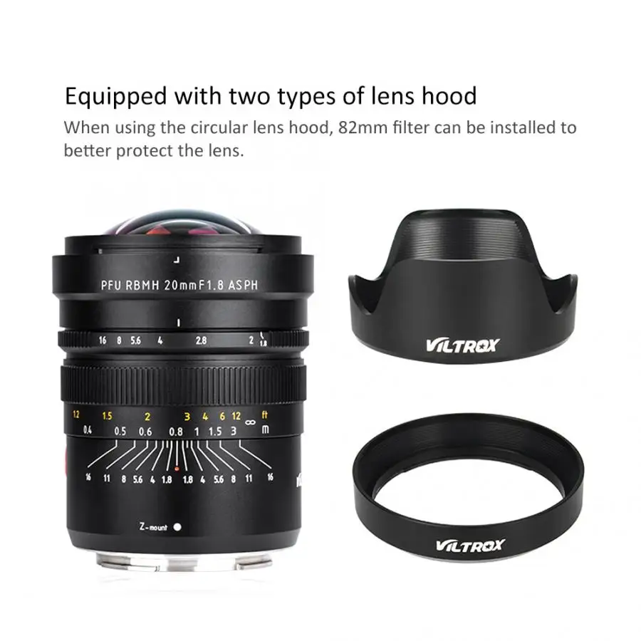 Объектив VILTROX 20 мм F1.8 Полнокадровый объектив с ручной фокусировкой Объективы для