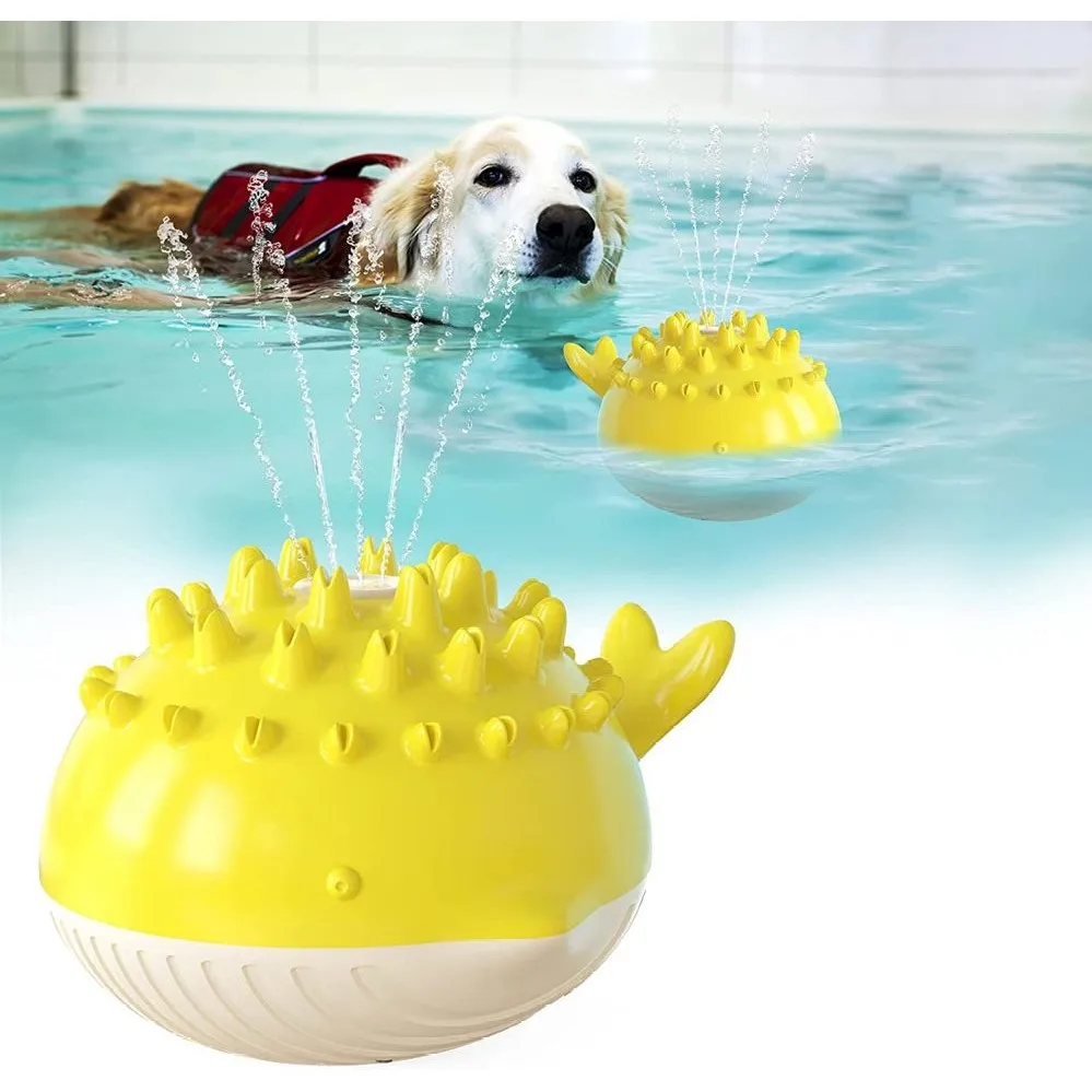 Dog Interactive Waterjet Whale Chew Toy Throw Chuck Traning Pet Floating Swimming Bath Spouting Bite Chew Tool Pool Fun For Dog