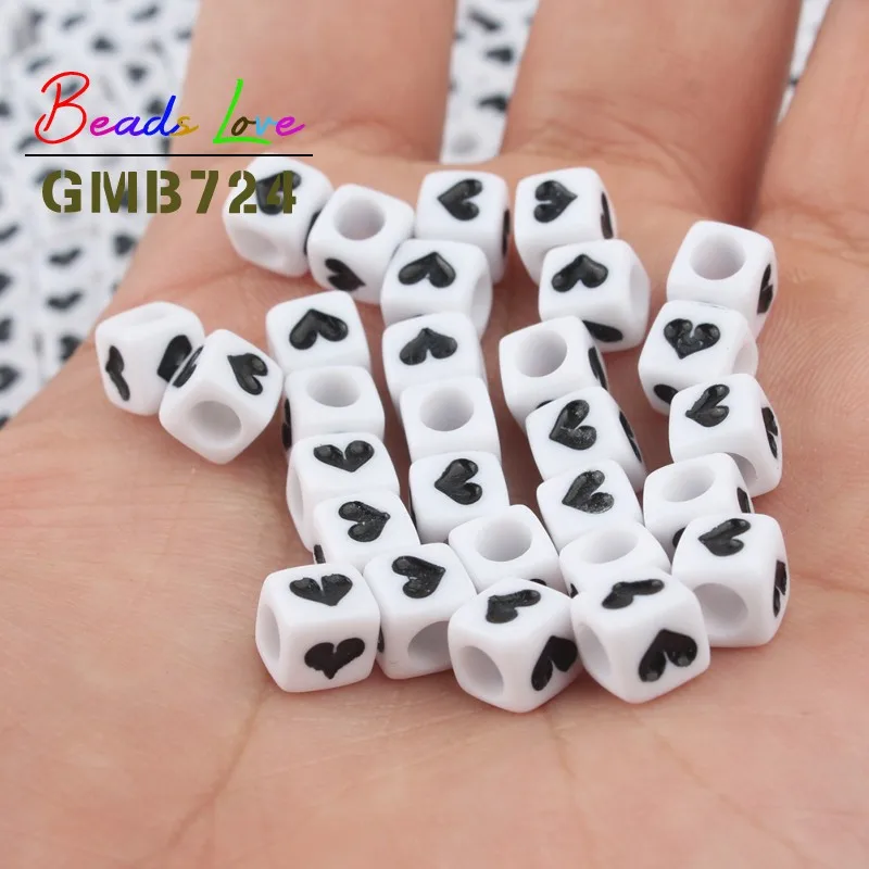 Оптовая продажа Микс 100 шт. белые квадратные сердца акриловые бусины россыпью для