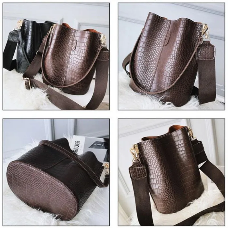 Винтажная повседневная сумка-мешок для женщин, сумка через плечо с рисунком аллигатора, качественная сумка из искусственной кожи, большая сумка-тоут, популярный стиль