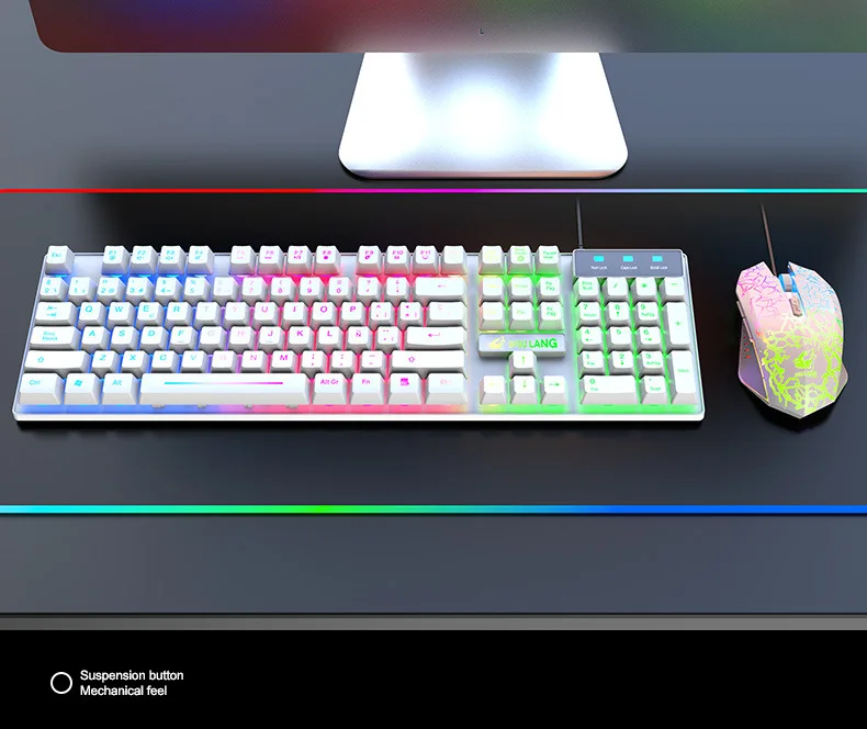 

Spanish Keybord Illuminated Keys and Mouse Set Game Backlight Keyboard and Mouse Set Keycaps for Laptop Desktop PC Computer Mice