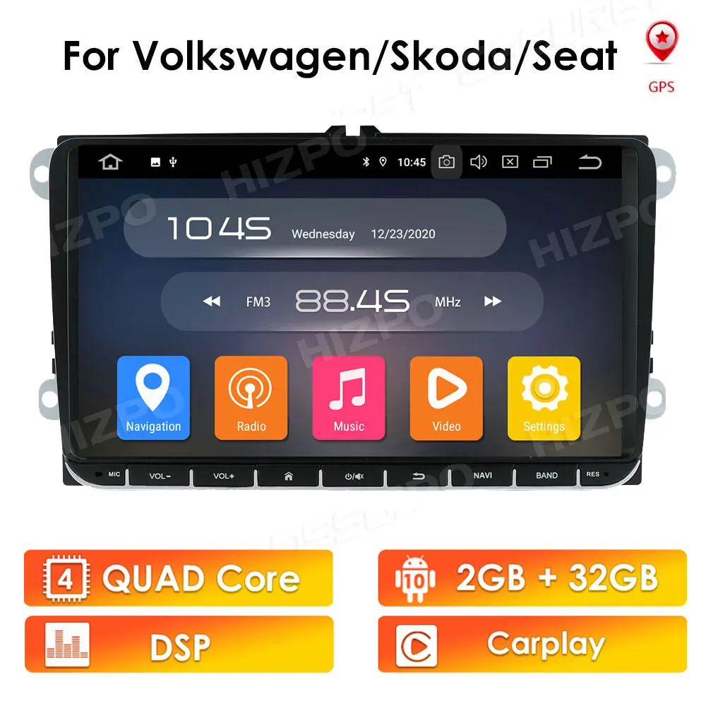 Автомагнитола на Android 10 для Volkswagen VW Passat B6 Tiguan 2007 2013 Polo Golf Skoda Superb Seat Altea Leon Gps