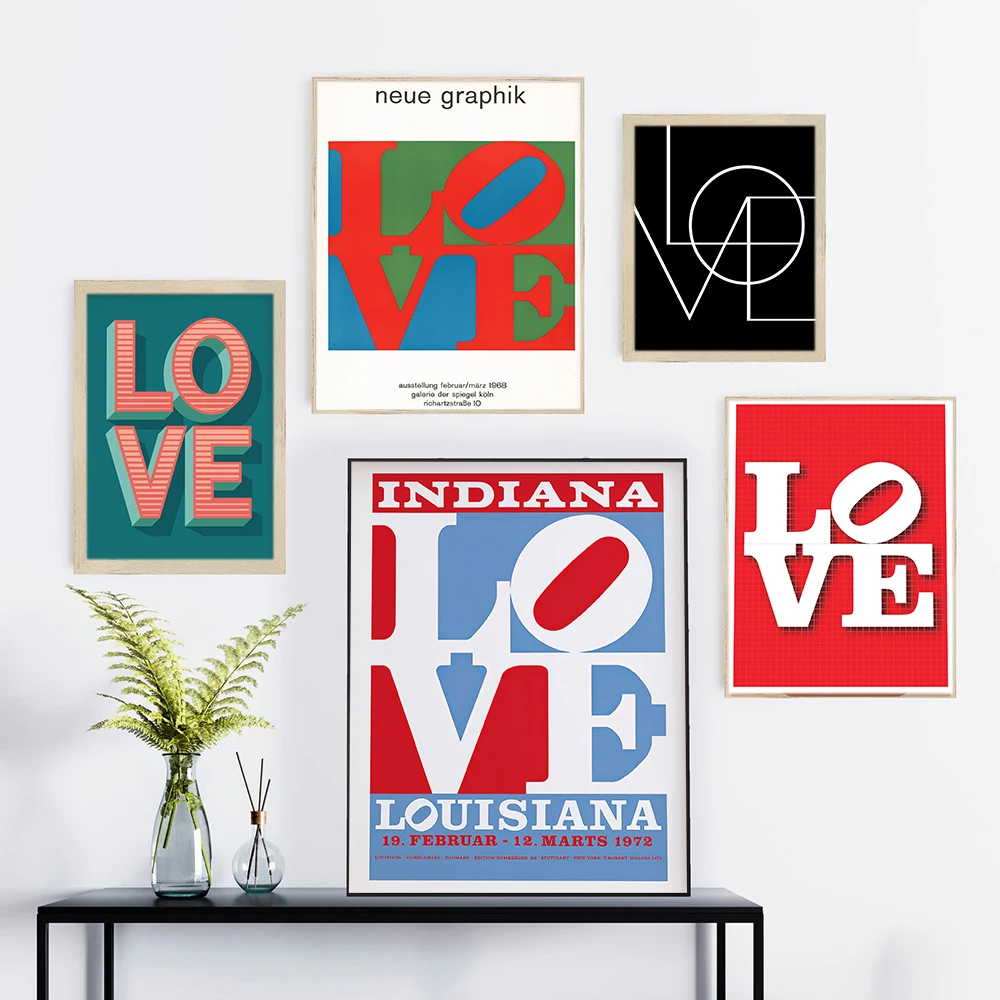 Плакат в стиле ретро Love Роберт Индиана Красочные Принты для выставки поп-арт