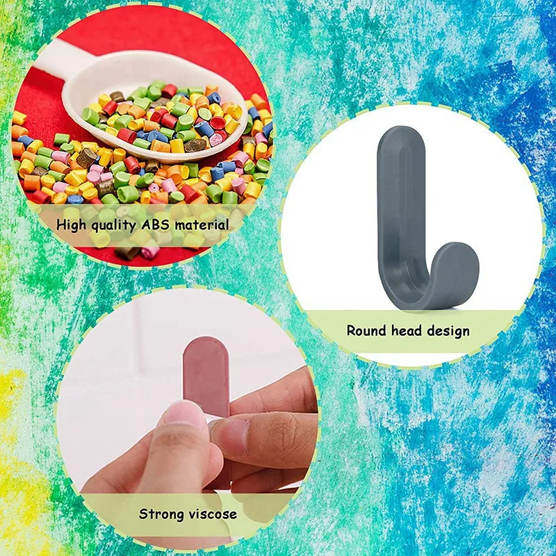 

Adhesive Hooks, 24 Pack Adhesive Stick on Hooks Key Hooks Kitchen Towel Hook, Waterproof Adhesive Hooks for Hanging