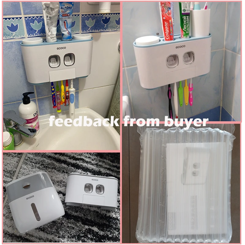 

Auto Squeezing Toothpaste Dispenser Wall-mount Toothbrush Holder Toothbrush Toothpaste Cup Storage Bathroom Accessories