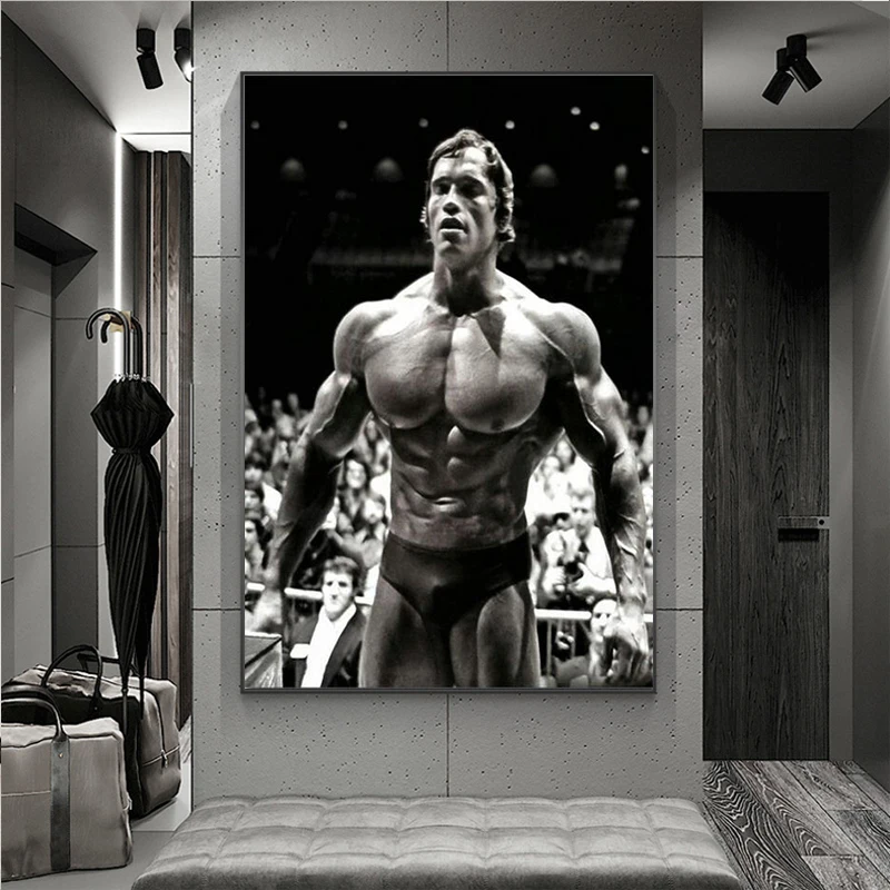 

Modern Canvas Painting Arnold Schwarzenegger Bodybuilding Posters Motivational Quote Art Fitness Inspirational Wall Art Picture