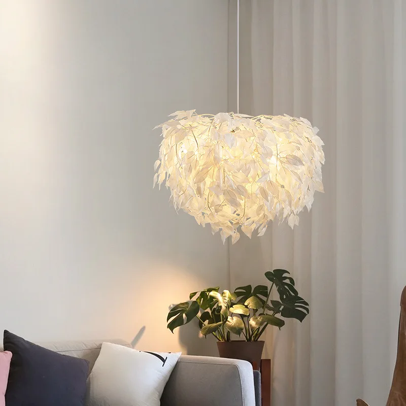 Nordic Bedroom Pendant Light Fixtures Romantic Leaves Creative Personality Hanging Lamp Bar Living Dining Room | Освещение