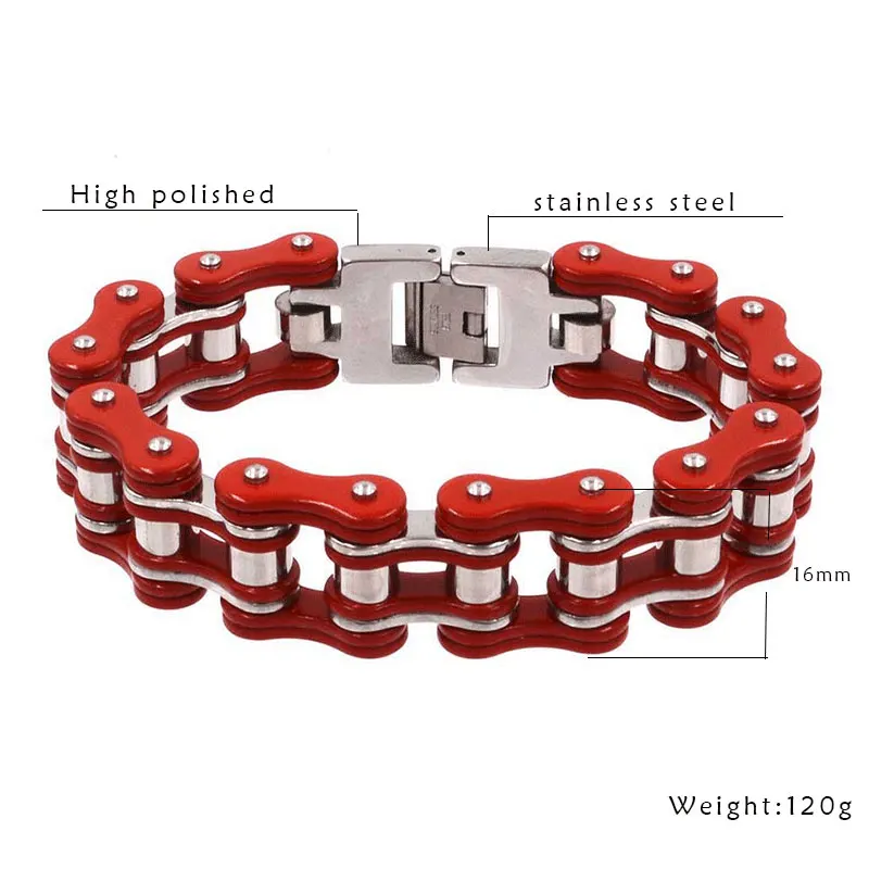 Мужской красный браслет в стиле панк мотоциклетные браслеты из нержавеющей