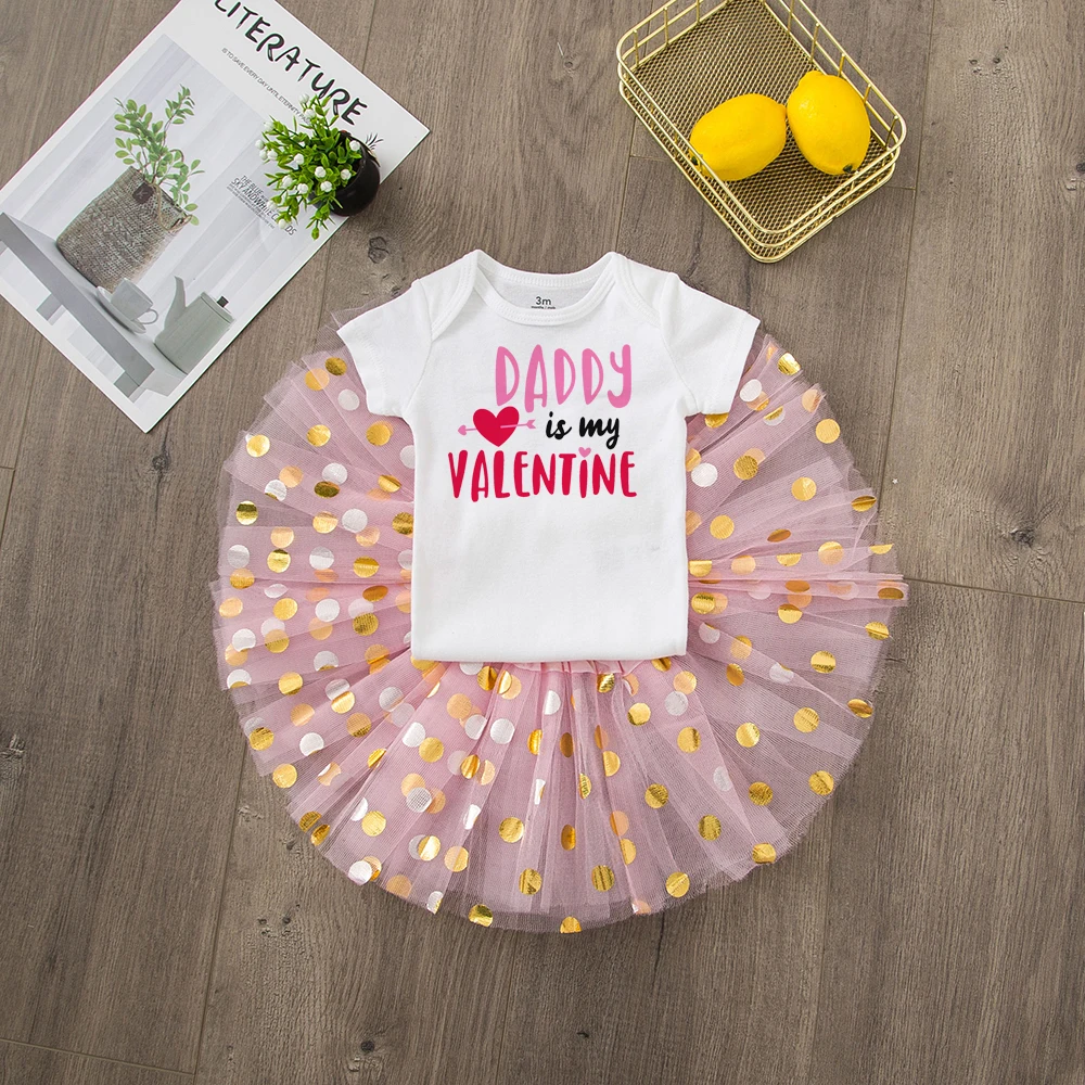Daddy Is My Valentine/Забавный комплект с юбкой-пачкой на День святого Валентина для