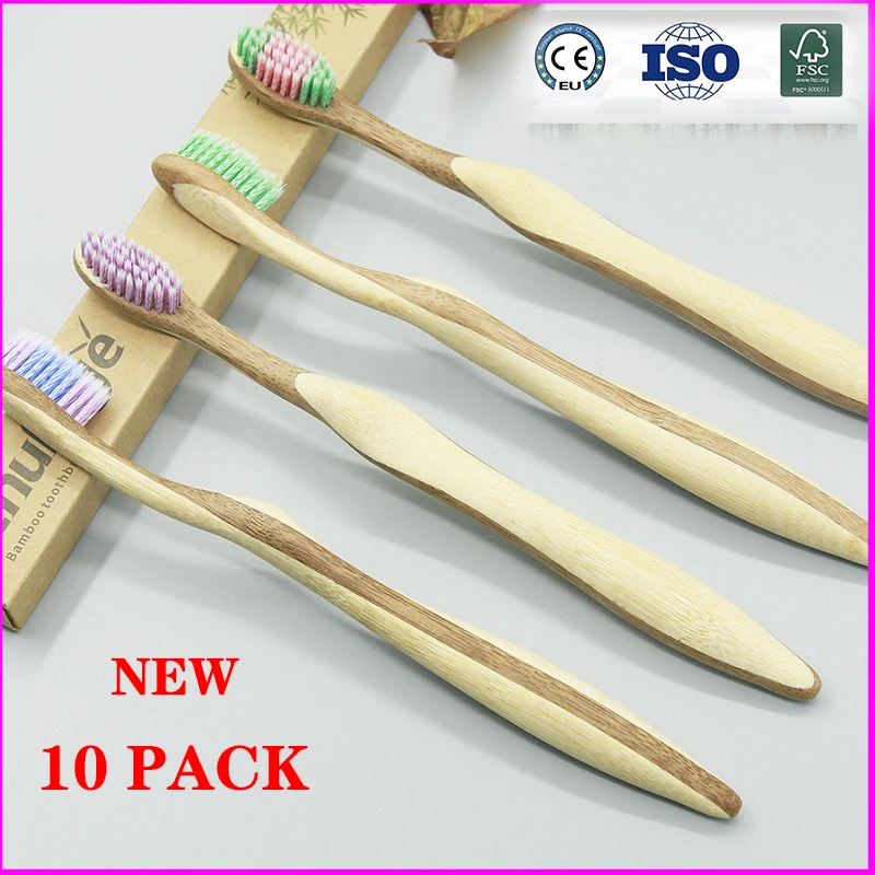 

5/10 шт. новый дизайн High-End бамбук Зубная щётка нулевой отходов экологически чистые деревянные зубная щетка зубные щетки с мягкой щетиной для ...