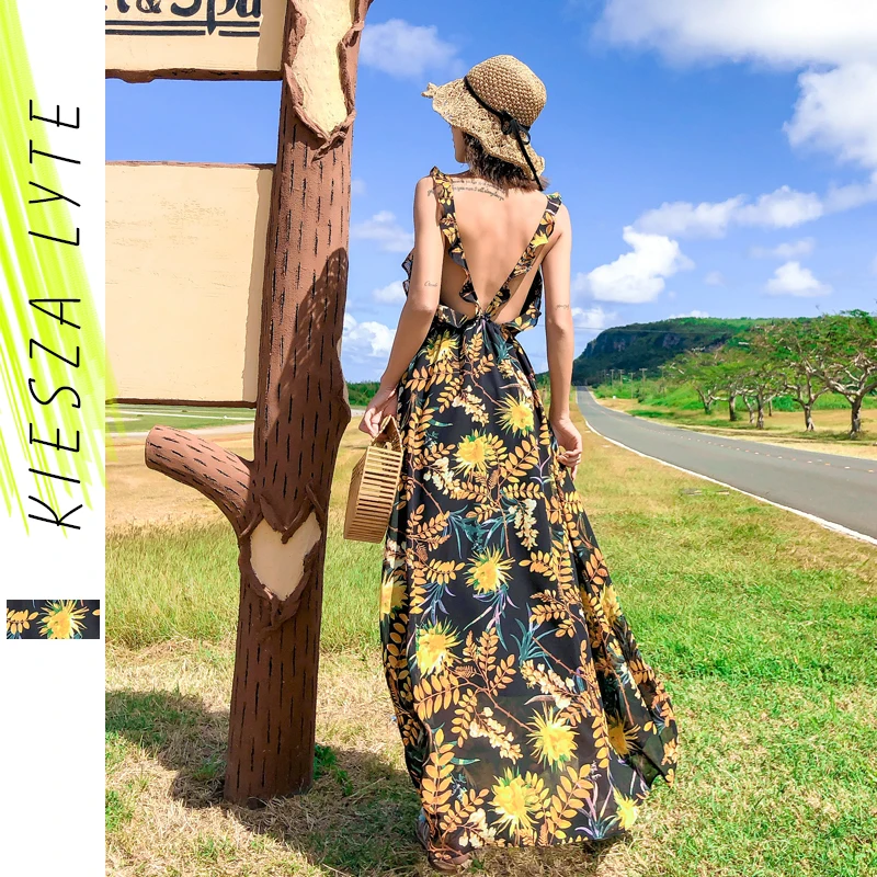 2020 летнее платье с принтом v образным вырезом сексуальное открытой спиной