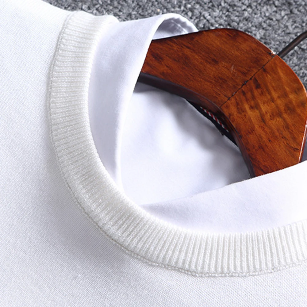 Мужской вязаный пуловер в полоску с круглым вырезом и длинным рукавом | Мужская