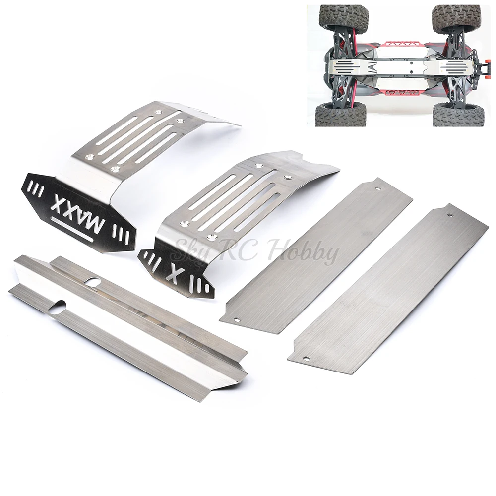 

Металлический корпус армированный костюм обновление из нержавеющей стали противоскользящая пластина комплект шасси армированный телефон защитная пластина для 1:5 XMAXX Радиоуправляемый автомобиль